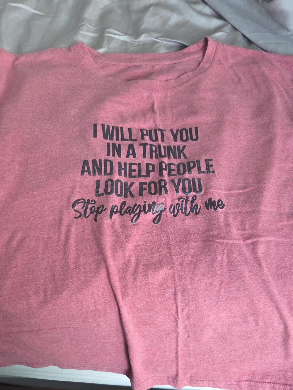 Womens Pink Graphic Tee - 'Stop Playing With Me'